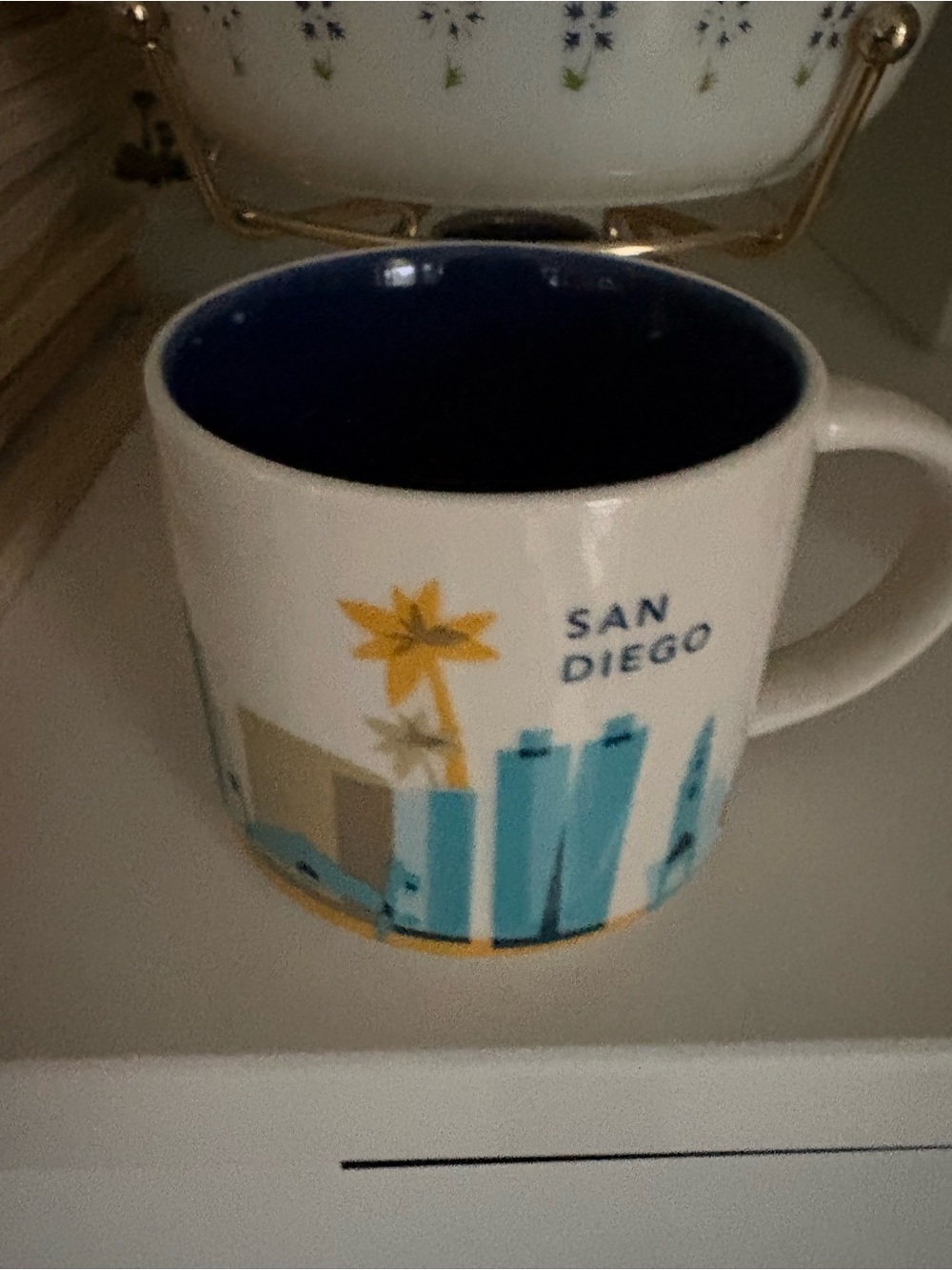 Starbucks San Diego Skyline Mug - White, Blue and Yellow